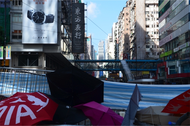 Umbrellas on the barricade